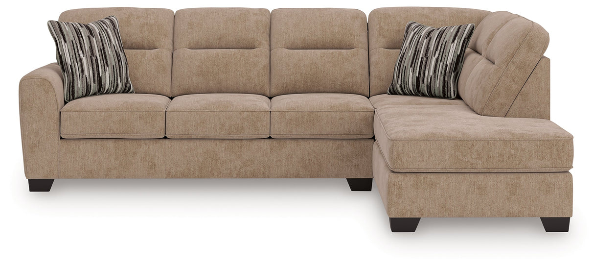 Olten Mocha 2-Piece Sectional with RAF Chaise by Ashley at Eve Furniture