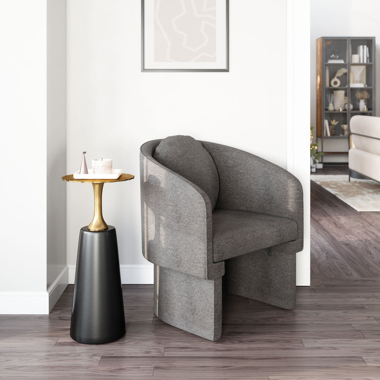Olya Truffle Gray Accent Chair by Zuomod at Eve Furniture