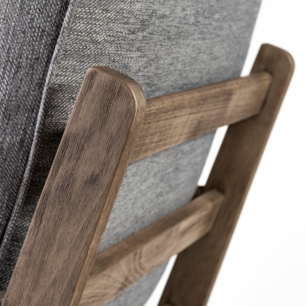 Olympus V Castlerock Grey Fabric Wrapped Brown Wooden Frame Accent Chair by Mercana at Eve Furniture
