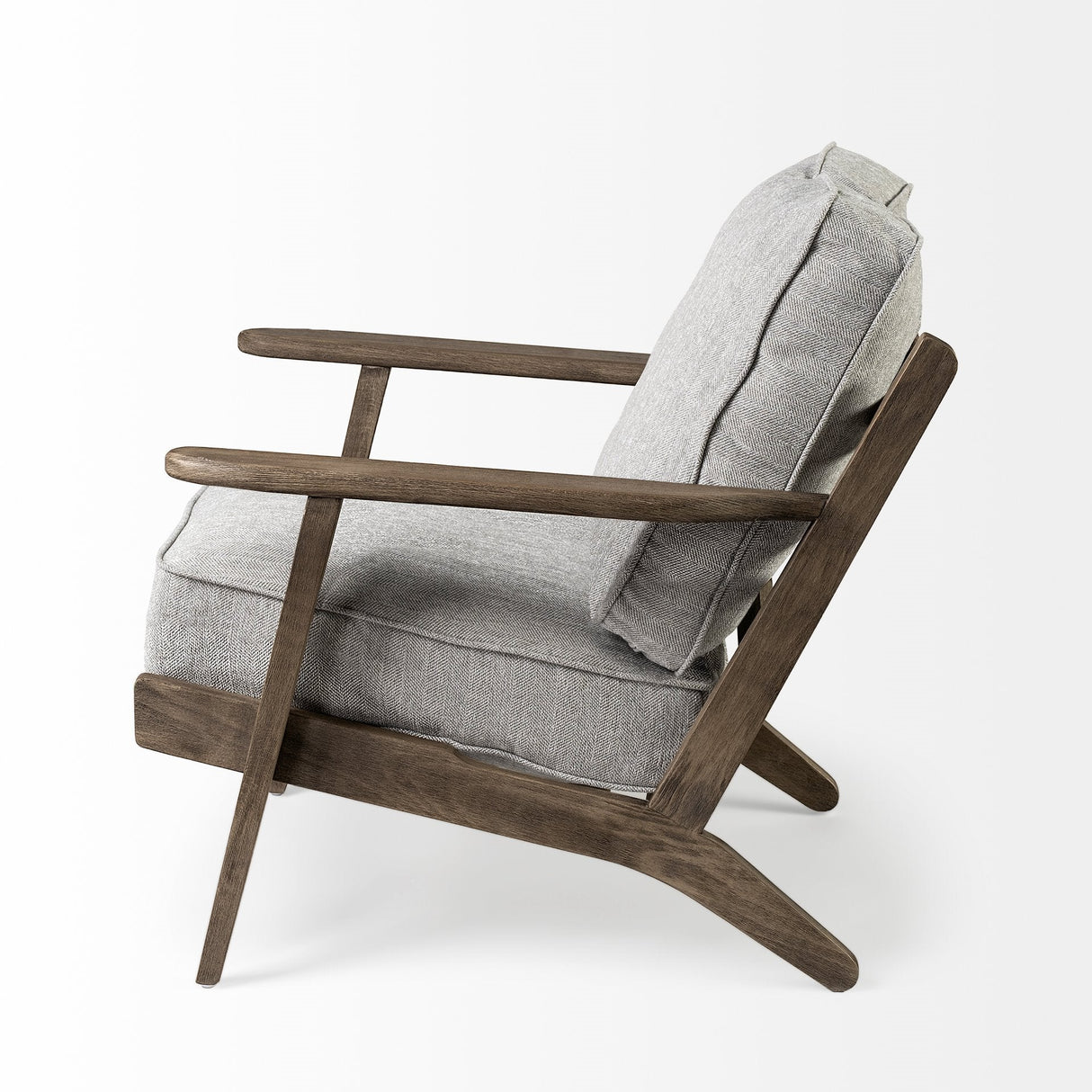 Olympus VI Frost Grey Fabric Wrapped Wooden Frame Accent Chair by Mercana at Eve Furniture