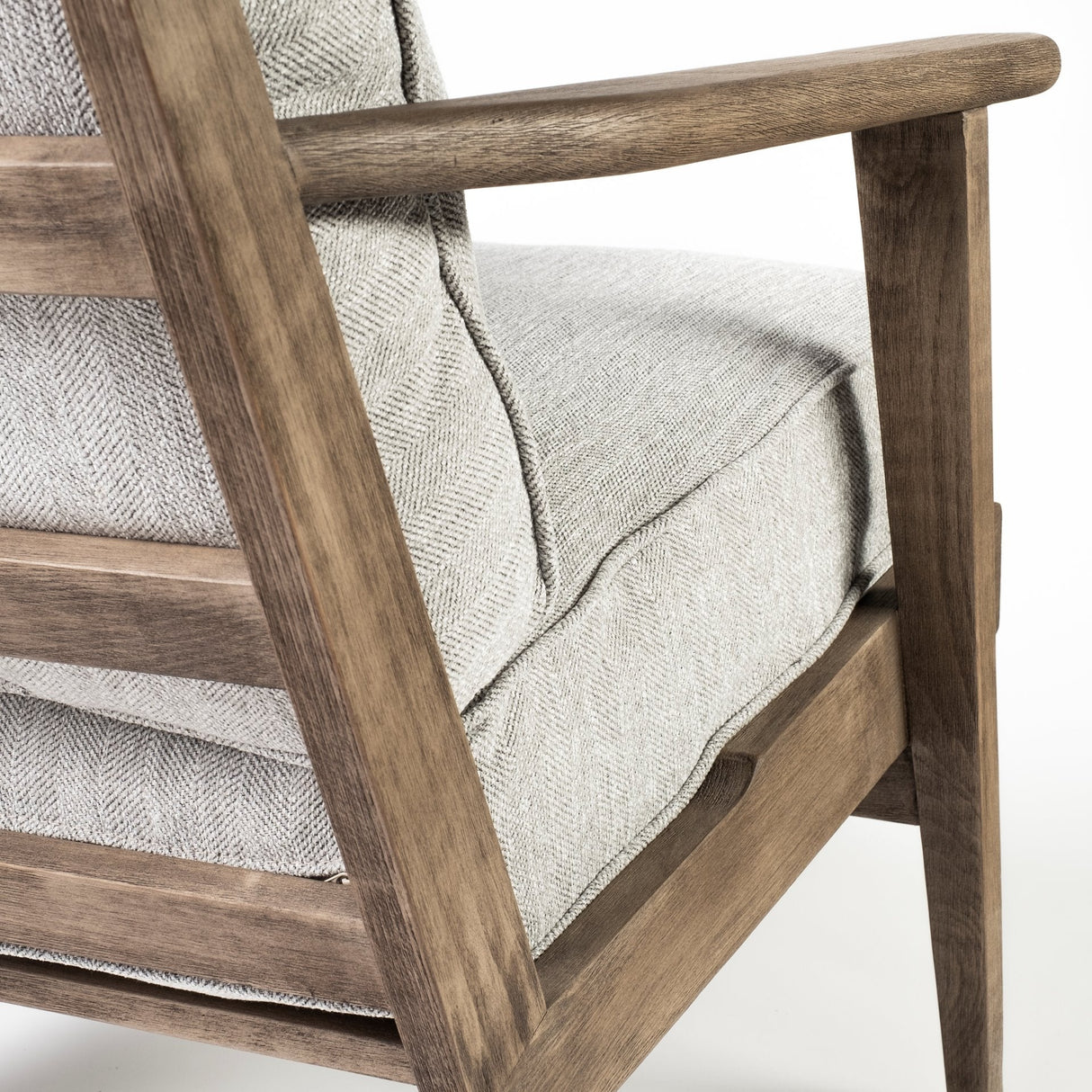 Olympus VI Frost Grey Fabric Wrapped Wooden Frame Accent Chair by Mercana at Eve Furniture