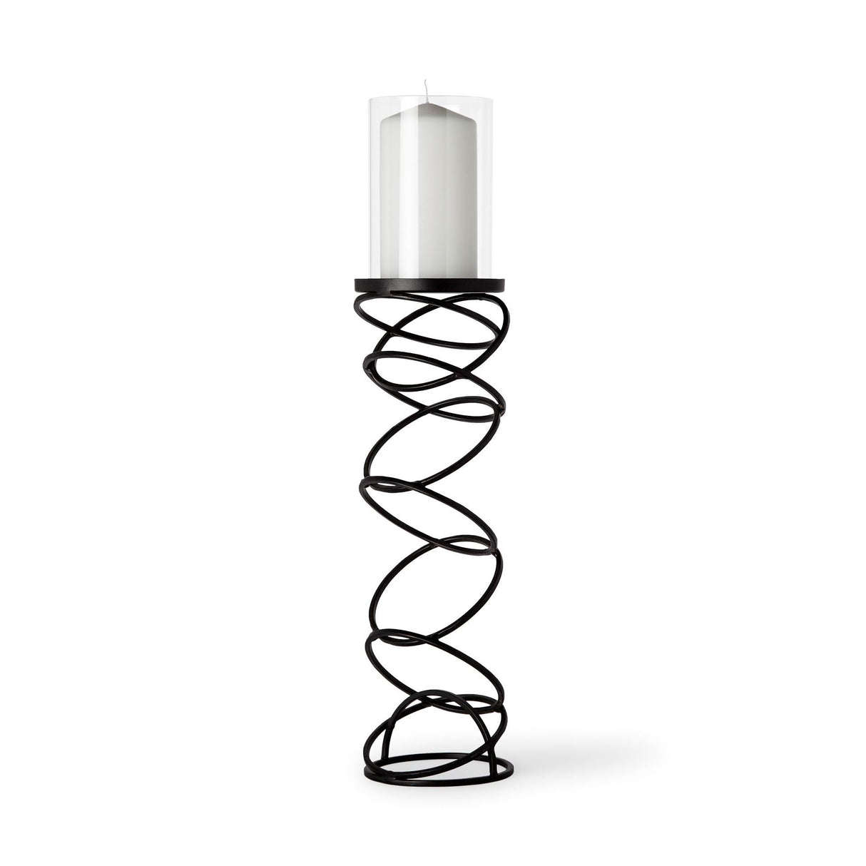 Omega III Large Black Metal Stacked Ring Table Candle Holder by Mercana at Eve Furniture