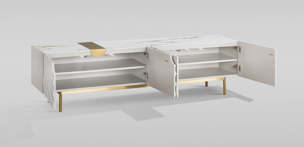 Onda White Cream TV Console by New Era Innovations at Eve Furniture