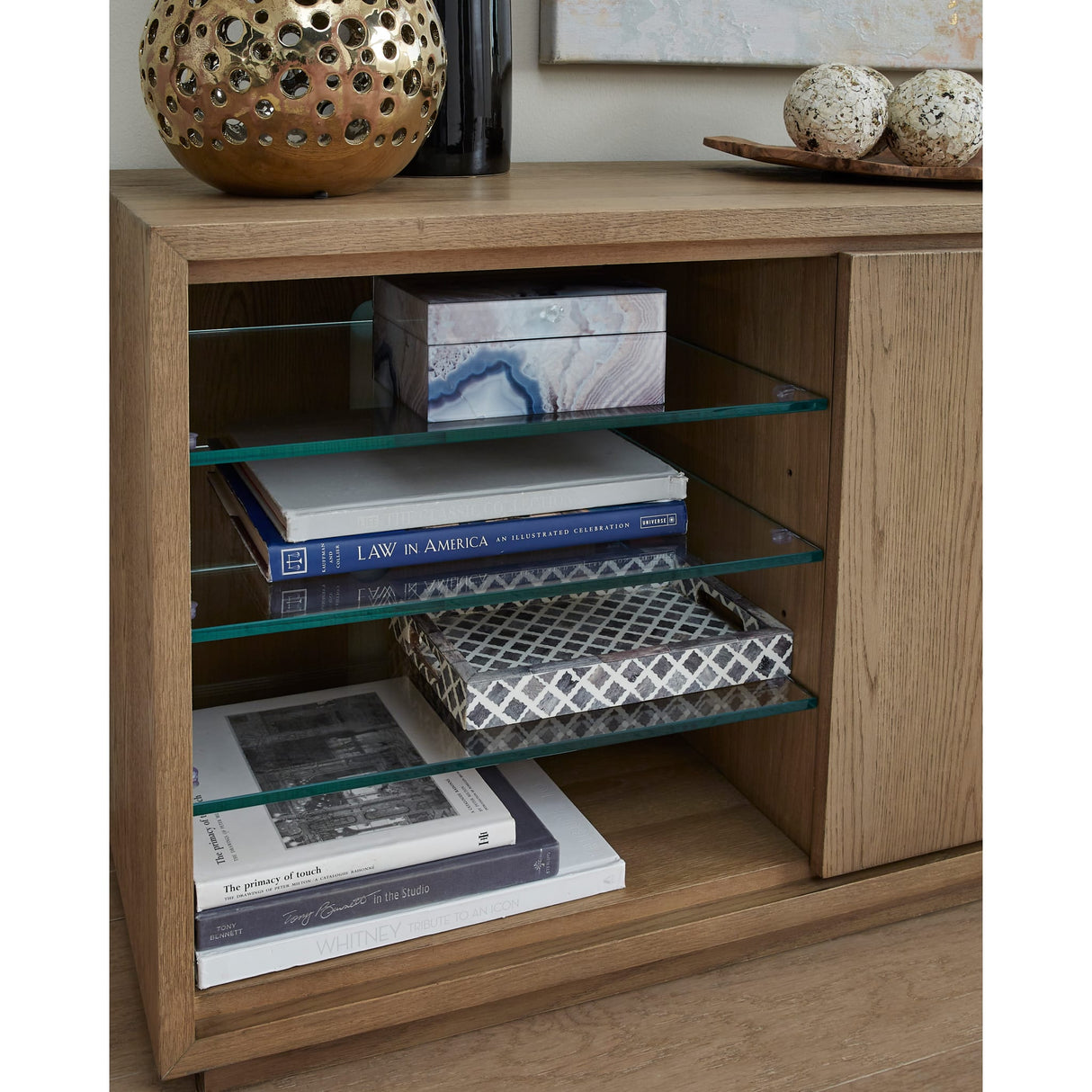 One Coastal Modern 74 inch TV Console in Bisque by Modus Furniture at Eve Furniture