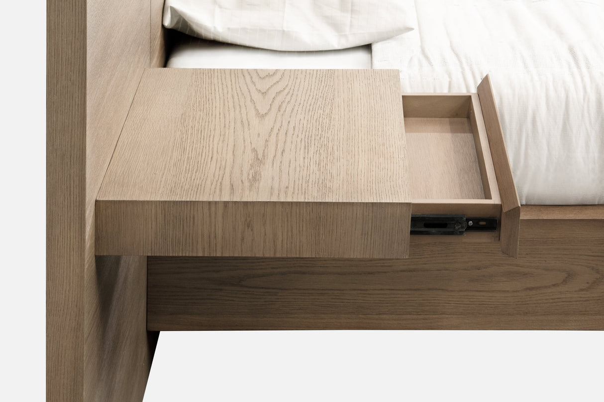 One Coastal Modern Live Edge Eastern King Wall Bed with Floating Nightstands in Bisque by Modus Furniture at Eve Furniture