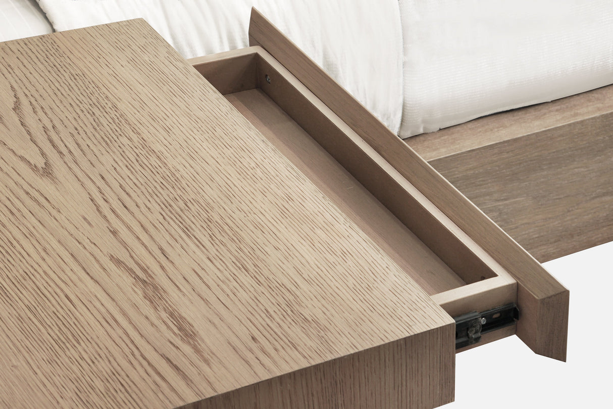 One Coastal Modern Live Edge Eastern King Wall Bed with Floating Nightstands in Bisque by Modus Furniture at Eve Furniture