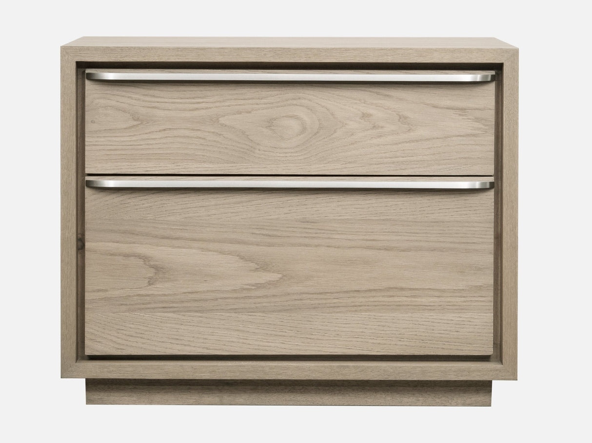 One Coastal Modern Two Drawer USB-Charging Nightstand in Bisque by Modus Furniture at Eve Furniture