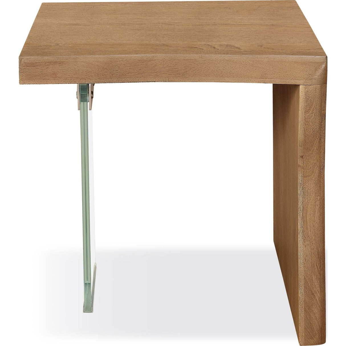 One Live-Edge White Oak and Glass End Table in Bisque by Modus Furniture at Eve Furniture