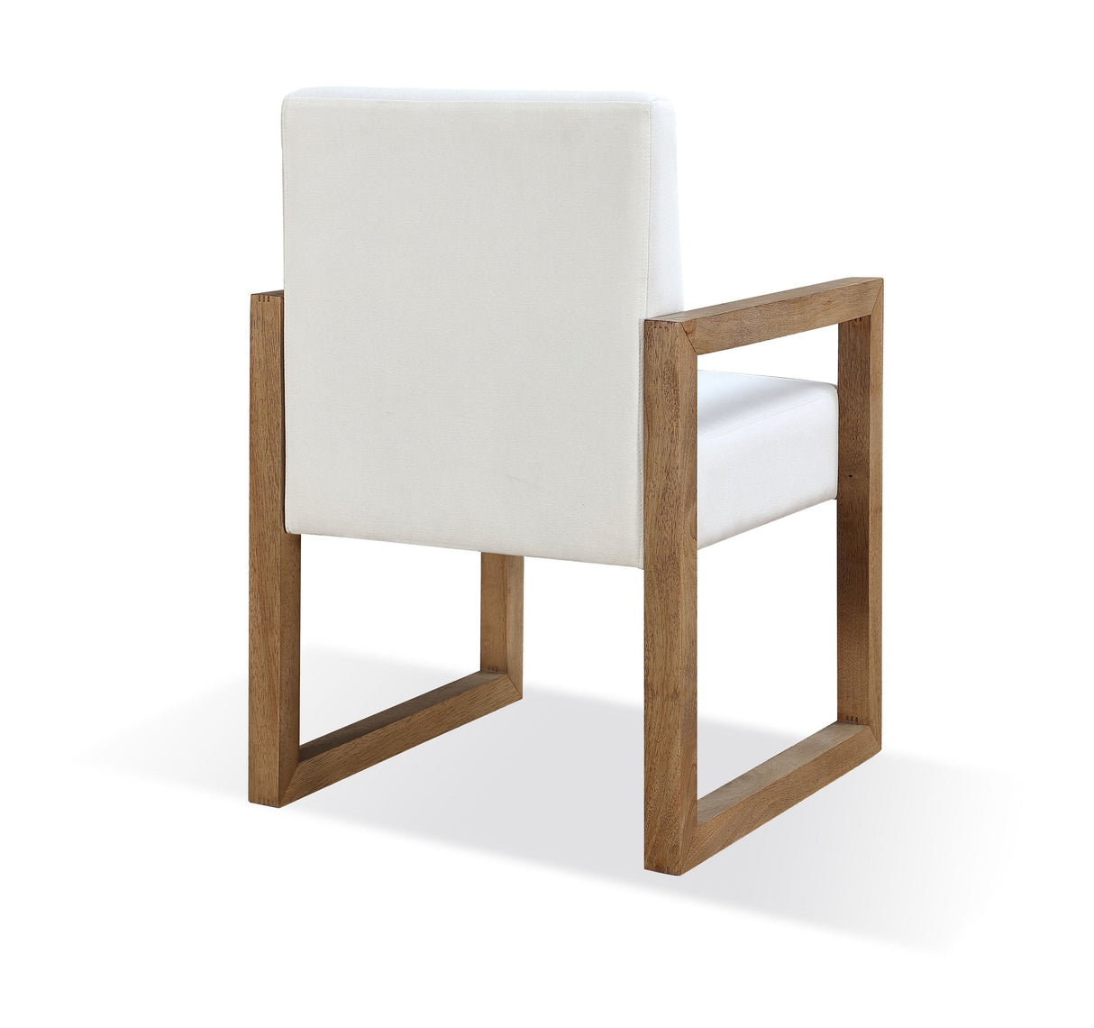 One Modern Coastal Sled Leg Upholstered Dining Arm Chair in White Pearl and Bisque (Set of 2) by Modus Furniture at Eve Furniture