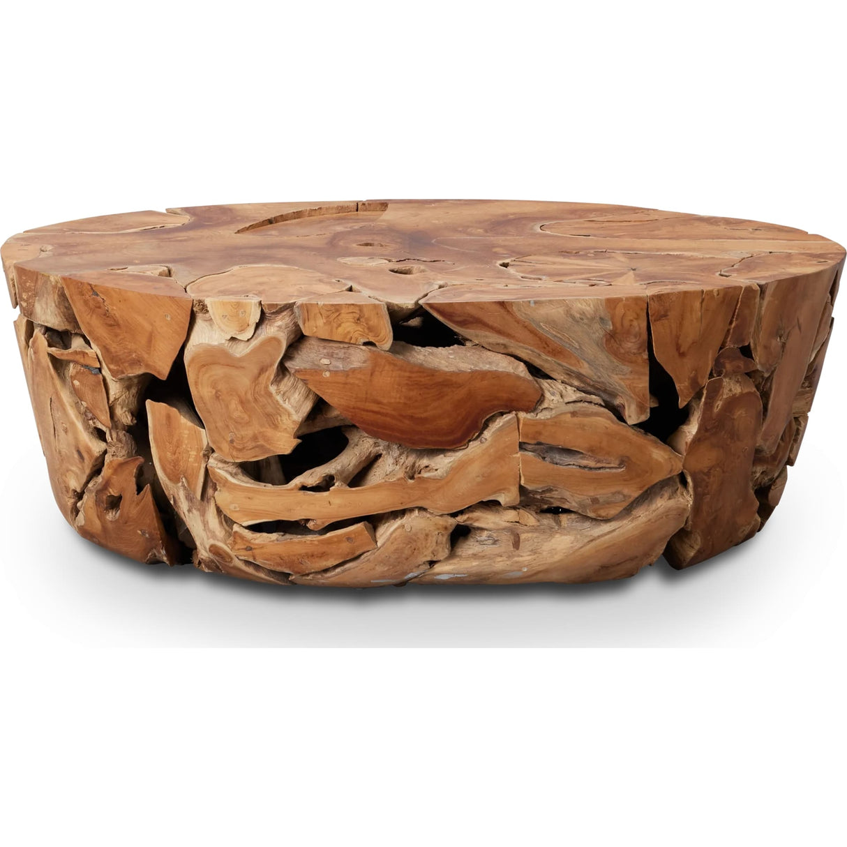 One Teak Slice Solid Wood Coffee Table in Warm Teak by Modus Furniture at Eve Furniture
