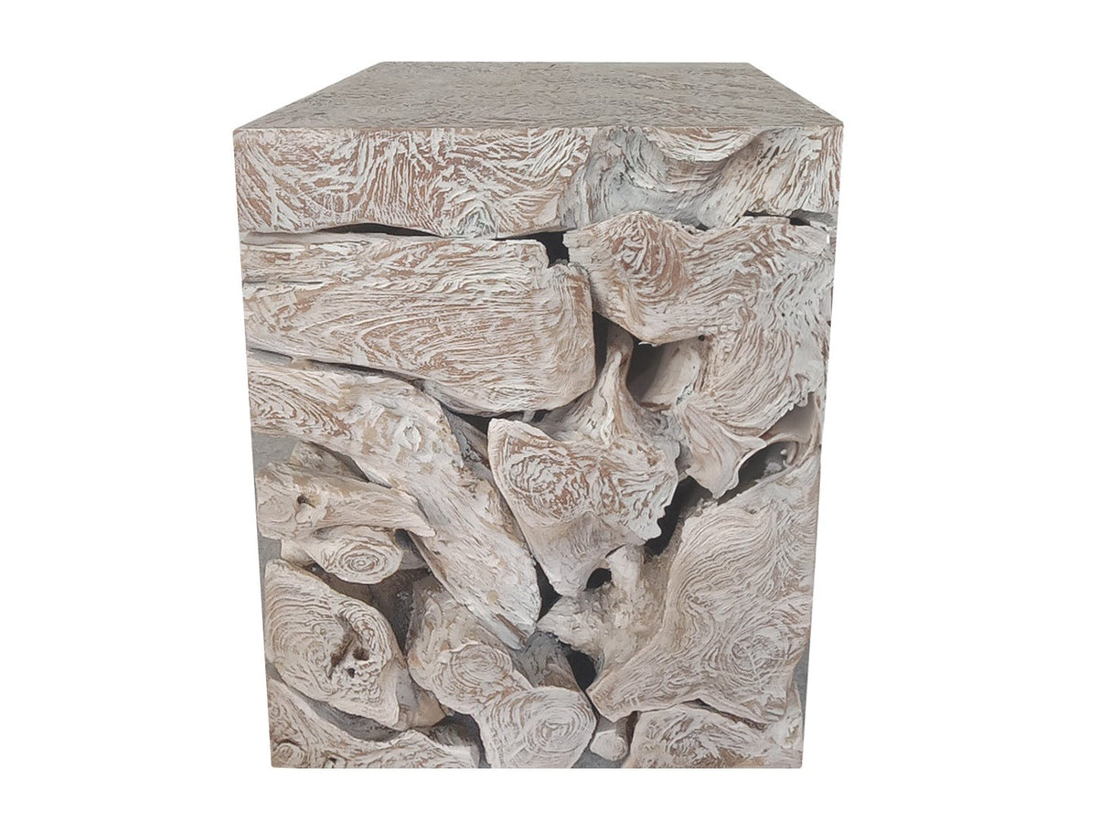 One Teak Slice Square End Table in Bleached Teak by Modus Furniture at Eve Furniture
