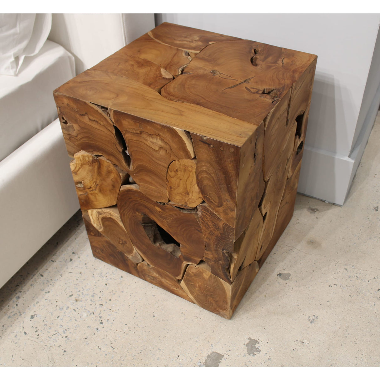 One Teak Slice Square End Table in Warm Teak by Modus Furniture at Eve Furniture
