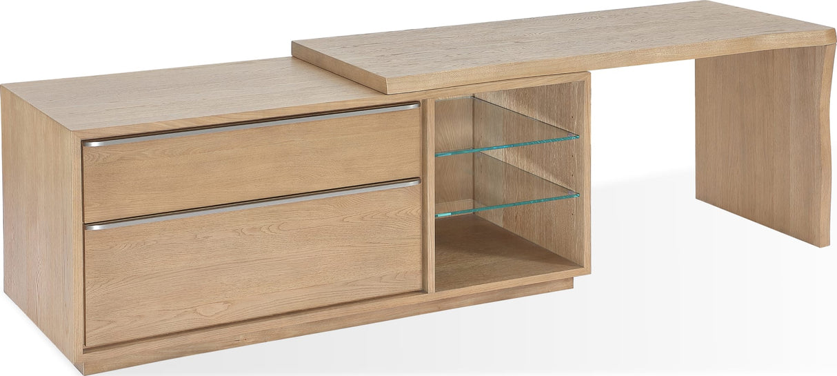 One White Oak/Glass Live Edge Executive Desk by Modus Furniture at Eve Furniture
