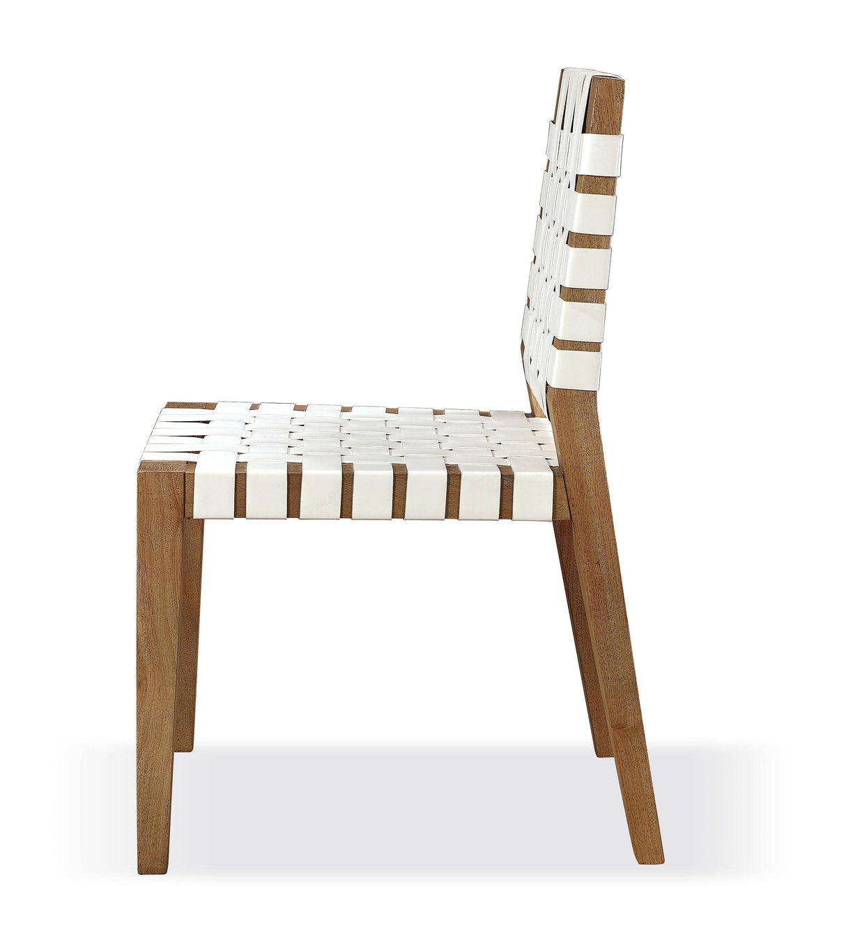 One Woven Leather and Solid Wood Dining Side Chair in White and Bisque (Set of 2) by Modus Furniture at Eve Furniture
