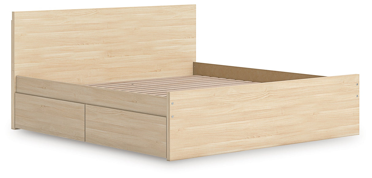 Onita Natural Storage Panel Platform Bedroom Set with 2 Drawers by Ashley at Eve Furniture