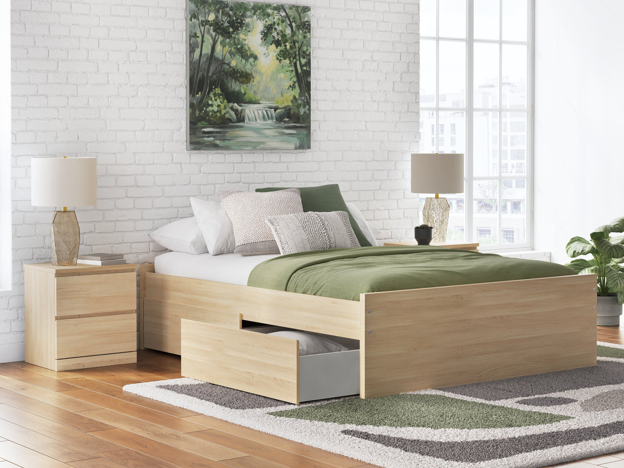 Onita Natural Storage Platform Bedroom Set with 2 Drawers by Ashley at Eve Furniture