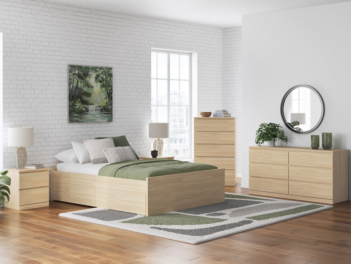 Onita Natural Storage Platform Bedroom Set with 2 Drawers by Ashley at Eve Furniture