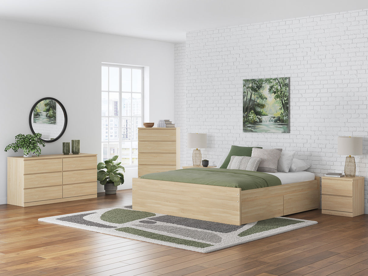 Onita Natural Storage Platform Bedroom Set with 4 Drawers by Ashley at Eve Furniture