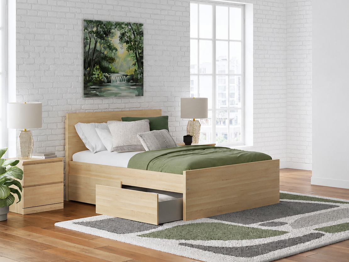 Onita Natural Youth Storage Panel Platform Bedroom Set with 2 Drawers by Ashley at Eve Furniture