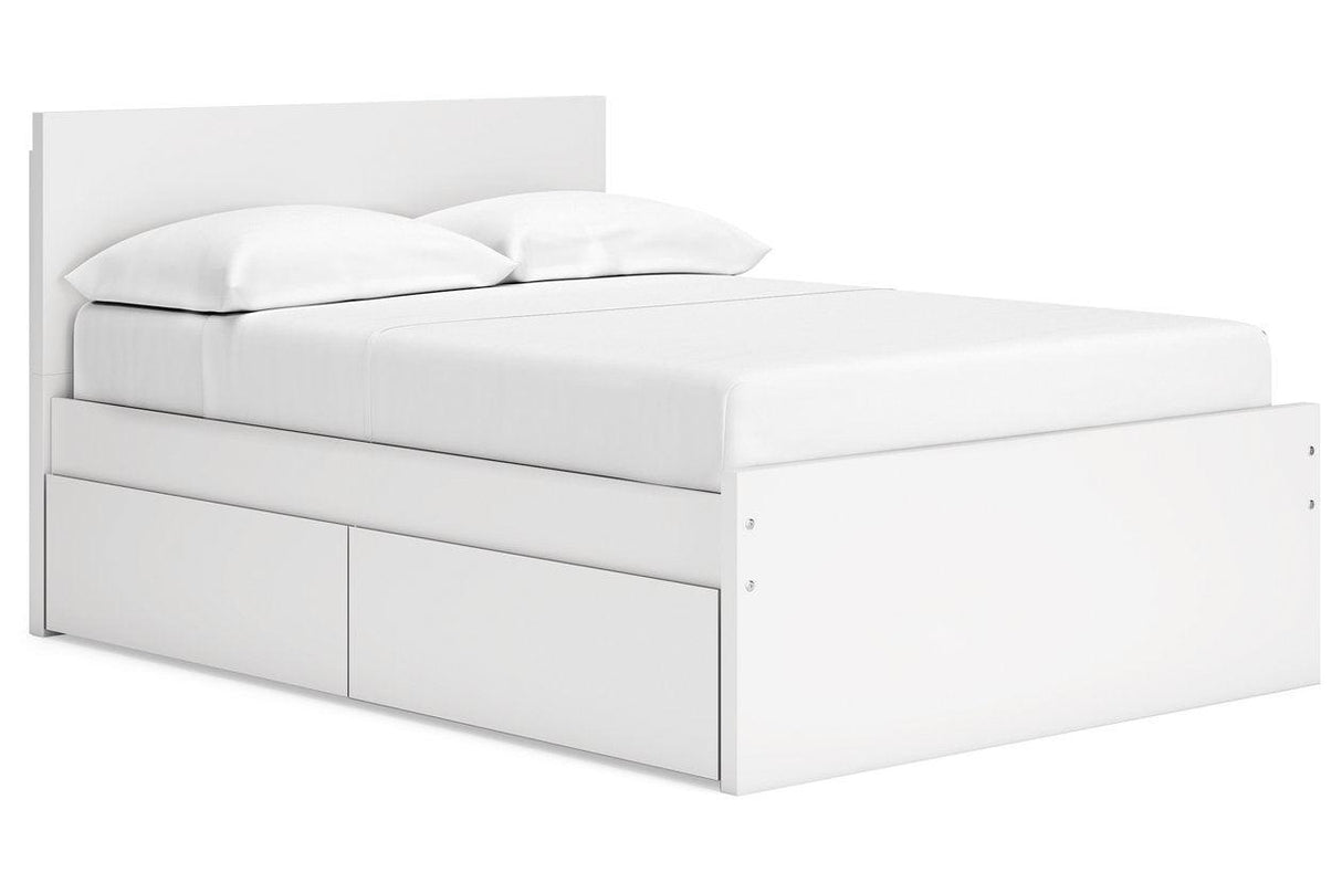 Onita White Full Panel Platform Bed with 1 Side Storage by Ashley at Eve Furniture