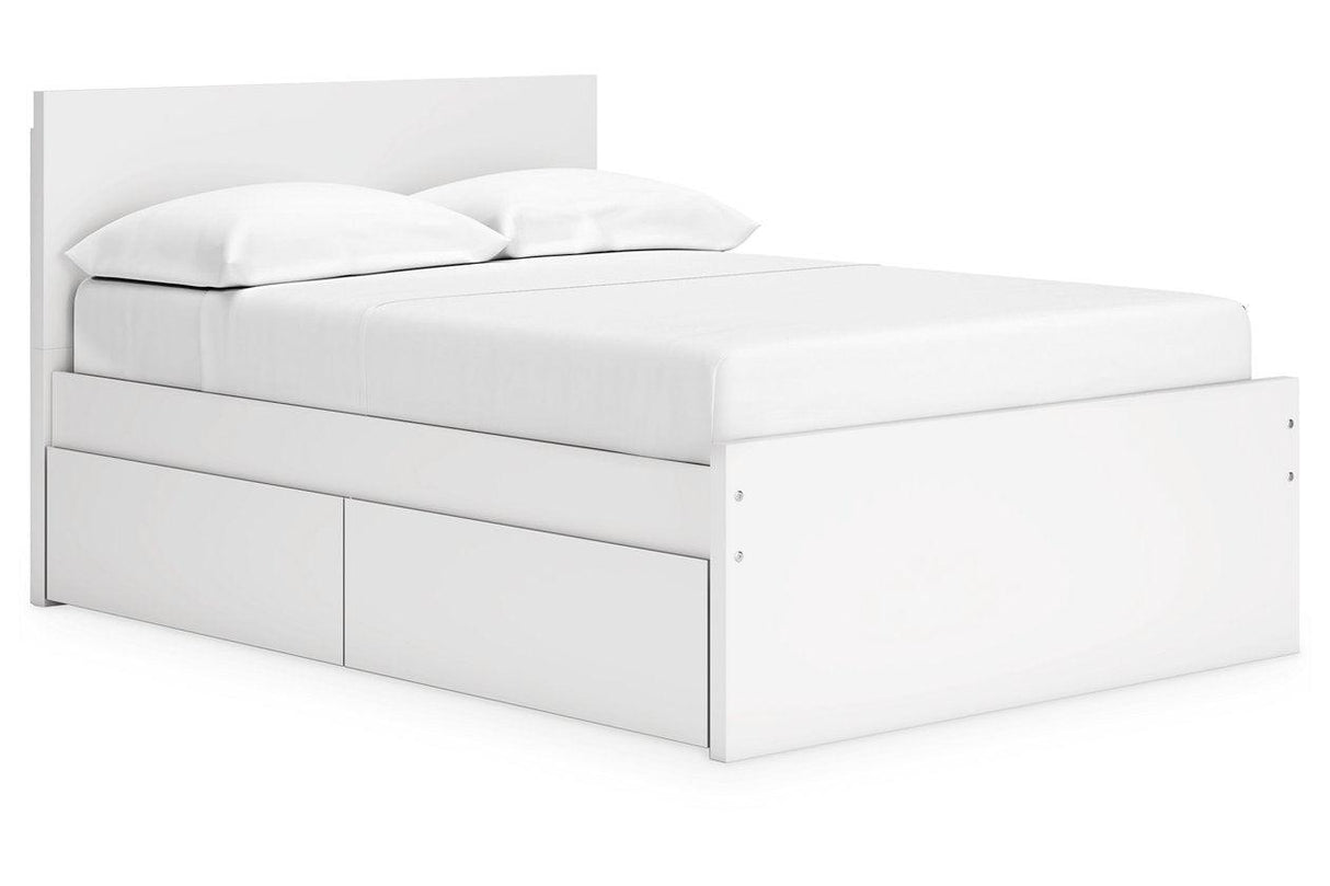 Onita White Full Panel Platform Bed with 2 Side Storage by Ashley at Eve Furniture