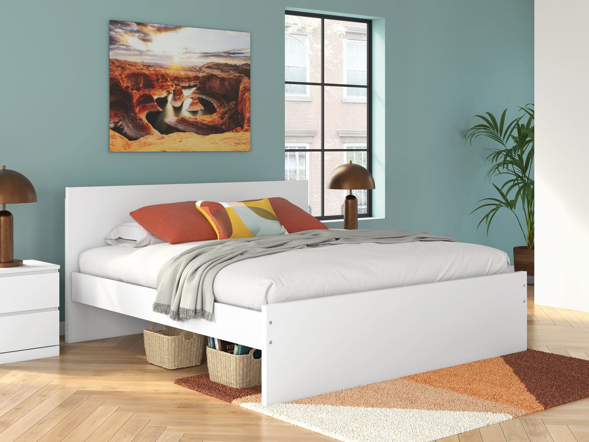 Onita White King Panel Platform Bed by Ashley at Eve Furniture