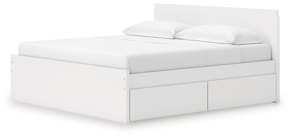 Onita White King Panel Platform Bed with 2 Side Storage by Ashley at Eve Furniture