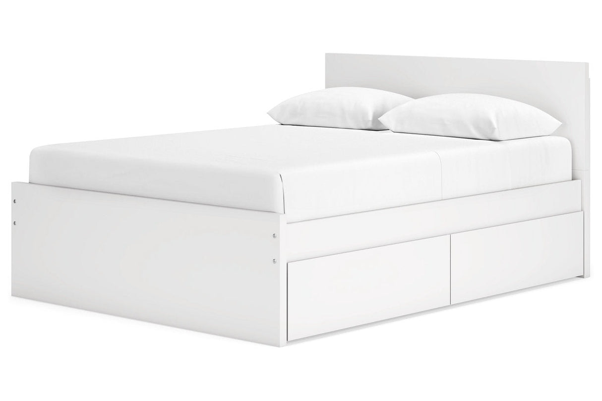 Onita White Queen Storage Platform Bed with 4 Drawers by Ashley at Eve Furniture