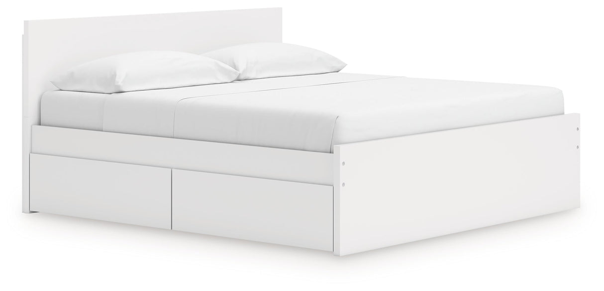 Onita White Storage Panel Platform Bedroom Set with 2 Drawers by Ashley at Eve Furniture