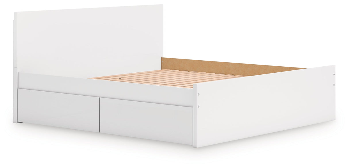Onita White Storage Panel Platform Bedroom Set with 2 Drawers by Ashley at Eve Furniture
