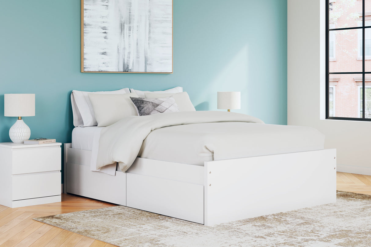 Onita White Storage Platform Bedroom Set with 2 Drawers by Ashley at Eve Furniture