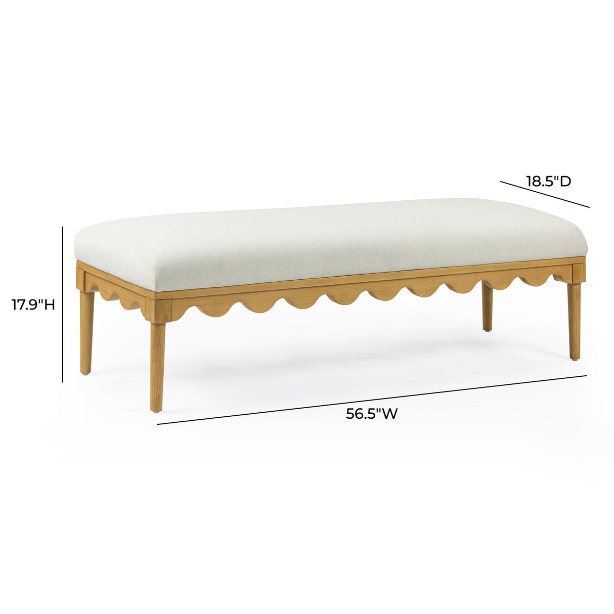 Oodle 56.5" Vegan Mohair Bench by TOV Furniture at Eve Furniture