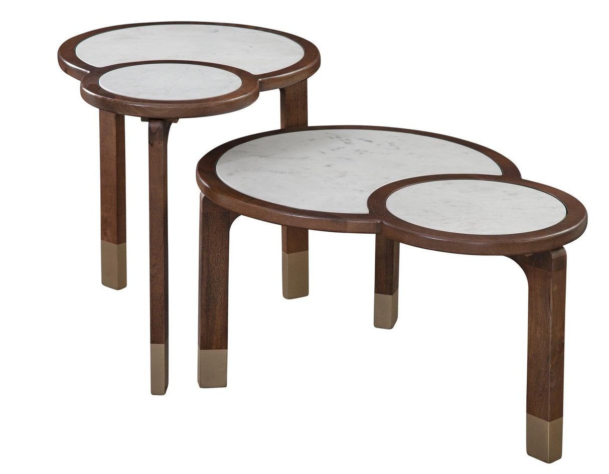 Oormi 3-Piece Banswara White Marble Inlay Table Set by Steve Silver at Eve Furniture
