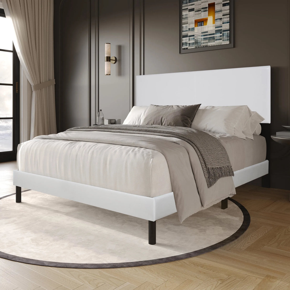 Opal White Queen Platform Bed by Happy Homes at Eve Furniture