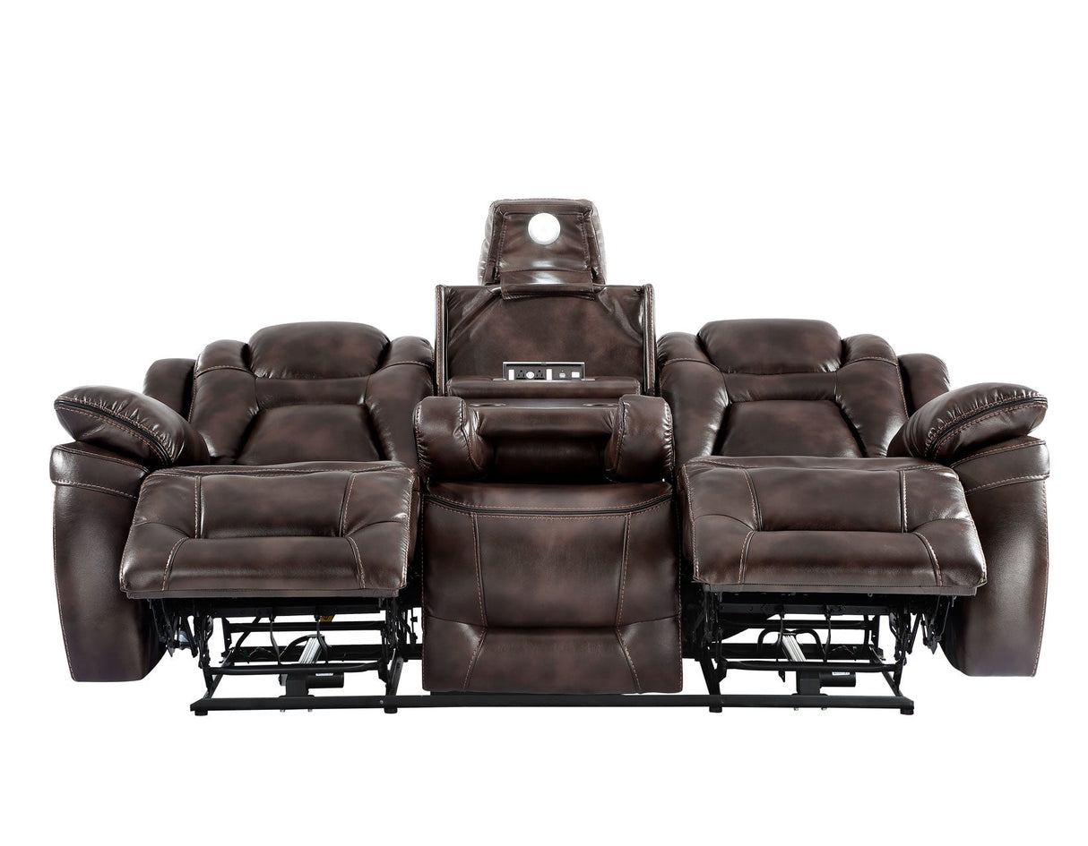 Oportuna Coffee 3-Piece Dual Power Reclining Set by Steve Silver at Eve Furniture