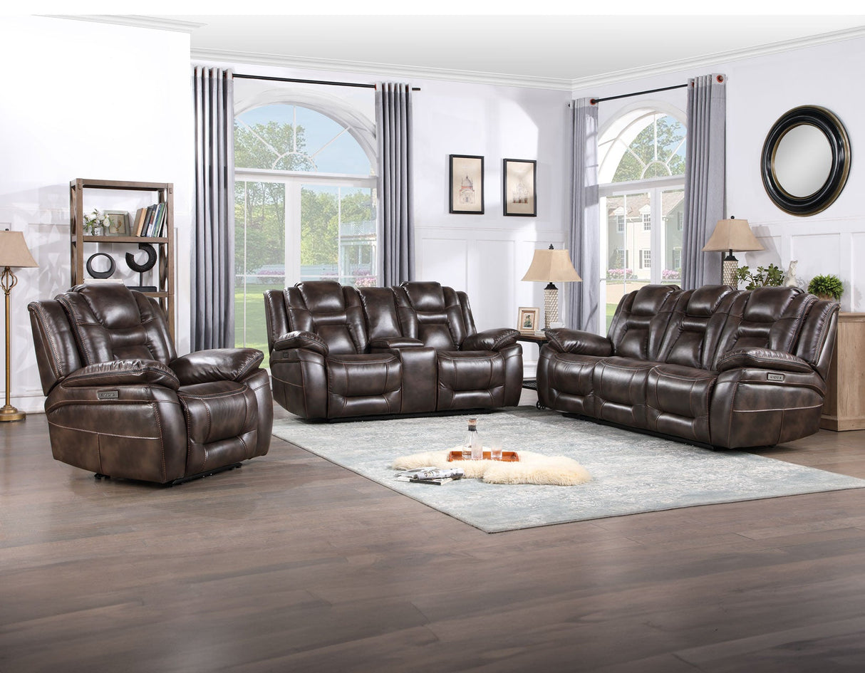 Oportuna Coffee 3-Piece Dual Power Reclining Set by Steve Silver at Eve Furniture