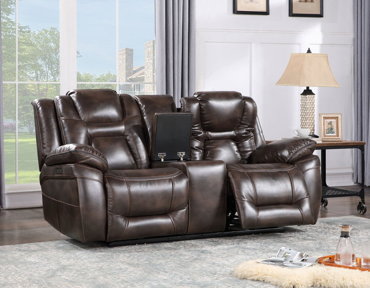 Oportuna Coffee 3-Piece Dual Power Reclining Set by Steve Silver at Eve Furniture