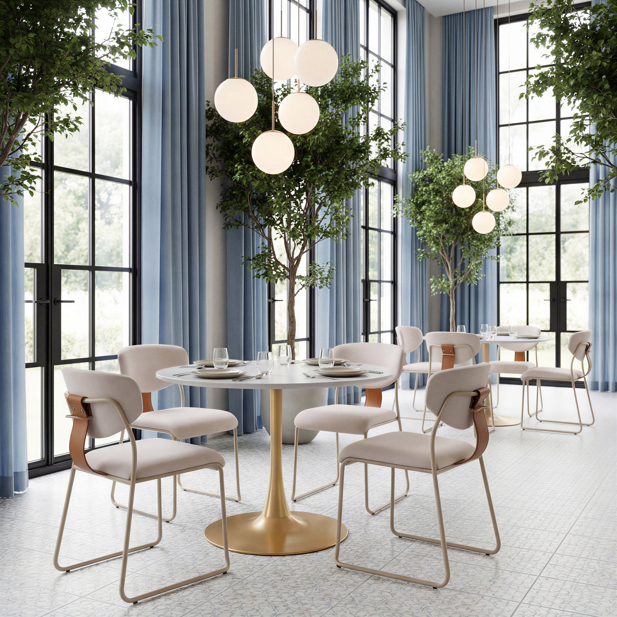 Opus White & Gold Dining Table by Zuomod at Eve Furniture
