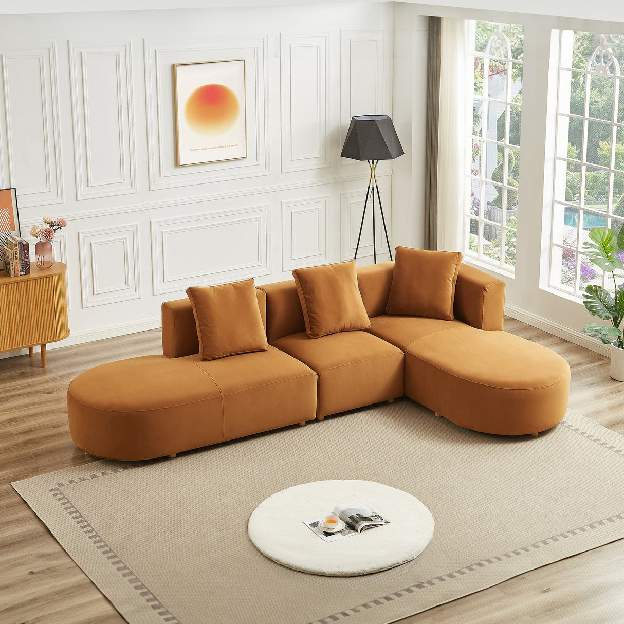 Orby Velvet Sectional Sofa Right Facing by Ashcroft Furniture at Eve Furniture