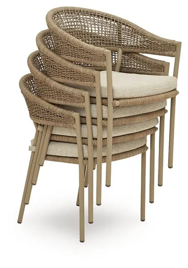 Orchard Beach Beige Arm Chair With Cushion (4/CN) by Ashley at Eve Furniture