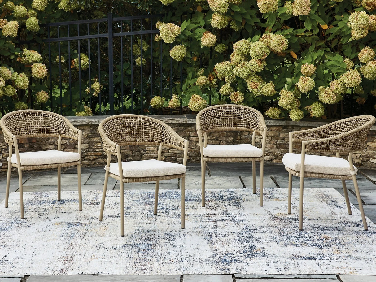 Orchard Beach Beige Arm Chair With Cushion (4/CN) by Ashley at Eve Furniture