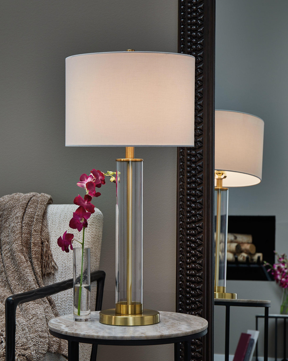 Orenman Clear/Brass Finish Table Lamp by Ashley at Eve Furniture