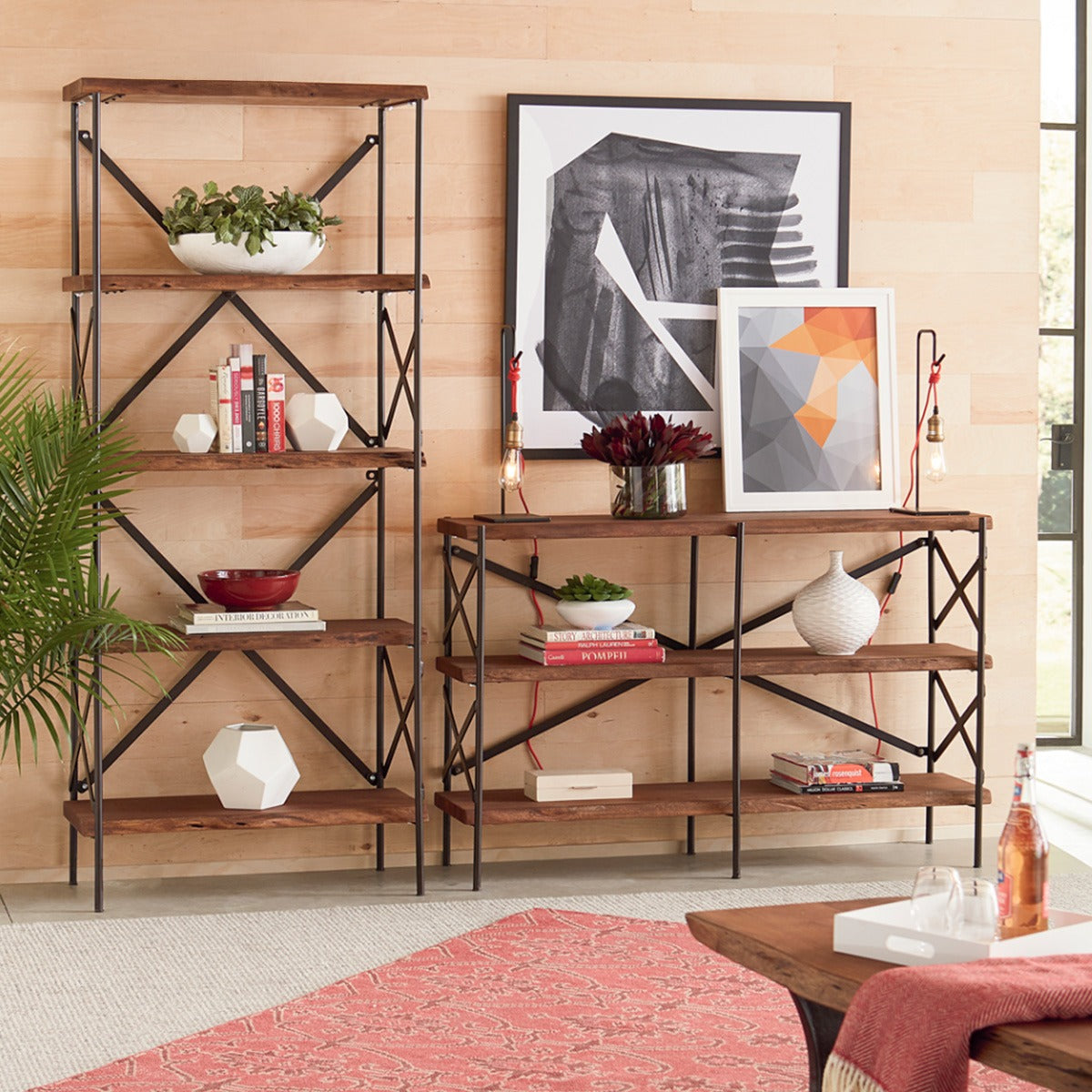 Organic Forge 56" Wide Bookshelf in Raw Walnut by Home Trends & Design at Eve Furniture
