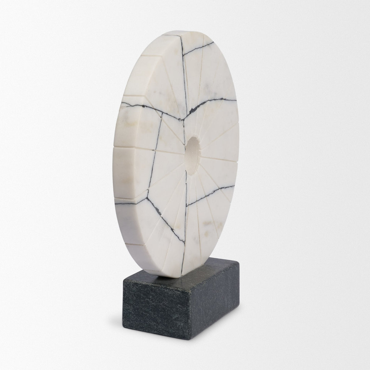 Orin White Marble Round Disc Decorative Object by Mercana at Eve Furniture
