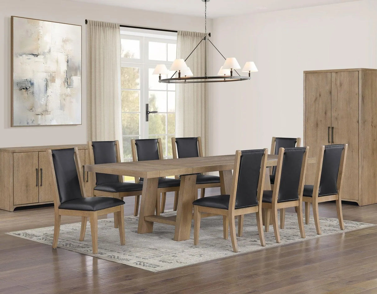 Orinda Rustic Solid Wood Side Chair, Brown Vegan Leather by Steve Silver at Eve Furniture