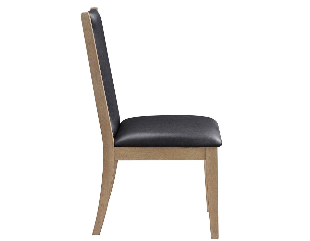 Orinda Rustic Solid Wood Side Chair, Brown Vegan Leather by Steve Silver at Eve Furniture