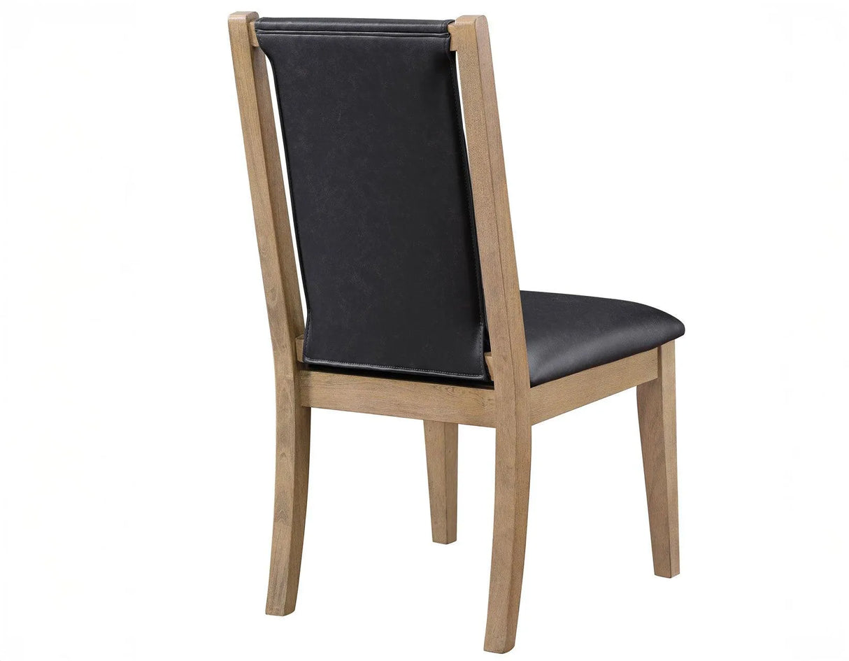 Orinda Rustic Solid Wood Side Chair, Brown Vegan Leather by Steve Silver at Eve Furniture