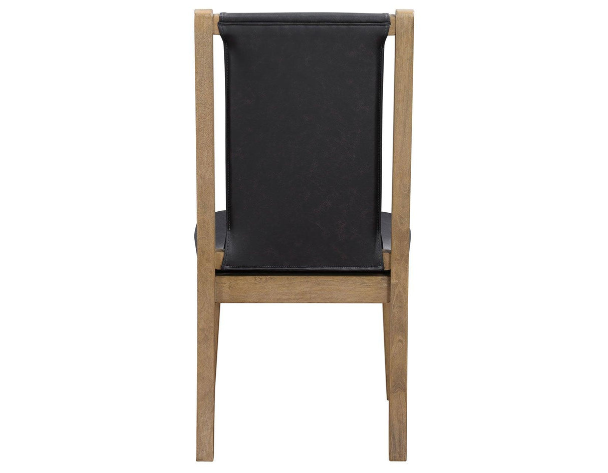 Orinda Rustic Solid Wood Side Chair, Brown Vegan Leather by Steve Silver at Eve Furniture