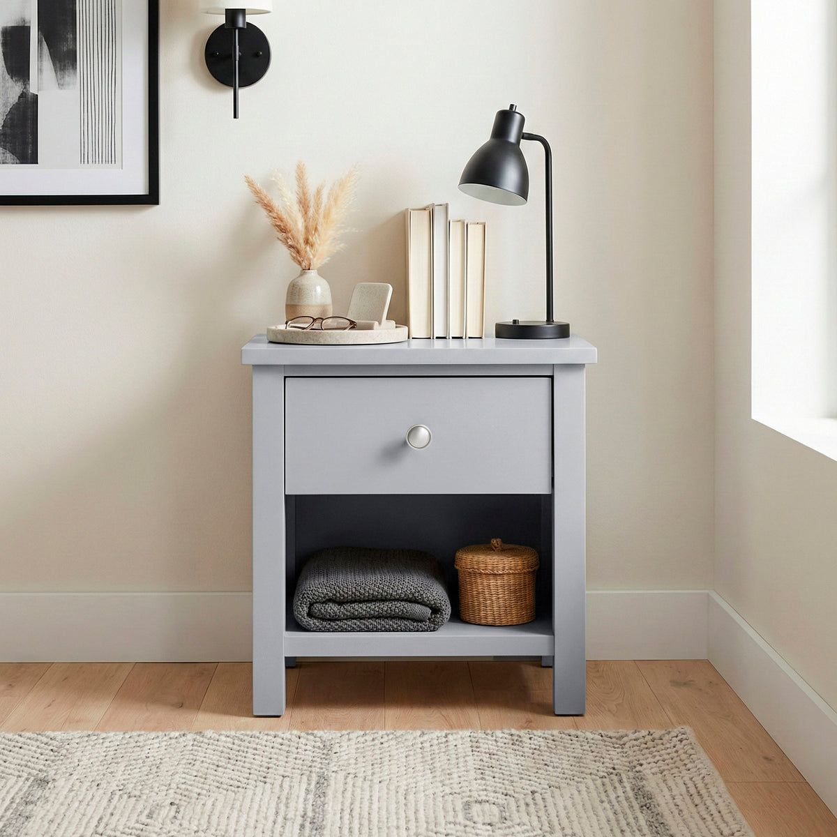 Orion Gray 1-Drawer Nightstand by Homelegance at Eve Furniture