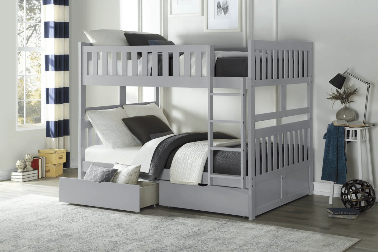 Orion Gray Full/Full Bunk Bed with Storage Boxes by Homelegance at Eve Furniture